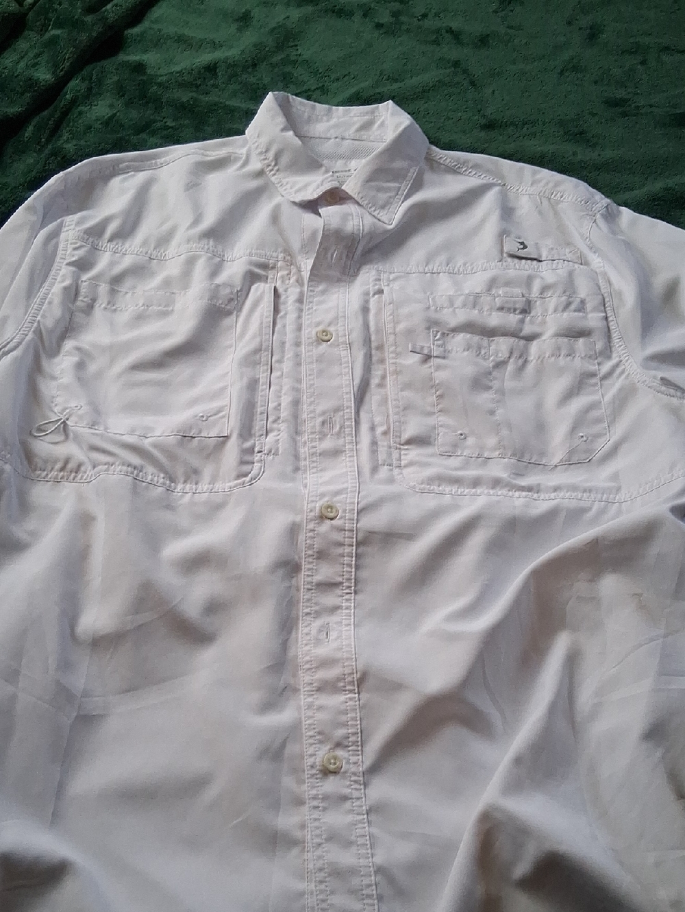 Men's Lightweight White Button-Up Shirt - Classic Pocket Design For Fishing Or H